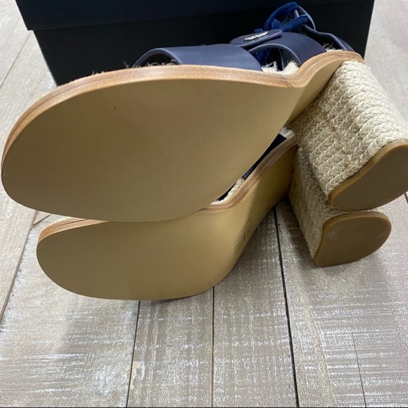 Rag & Bone Eden laced up block heal leather sandal Navy 6.5 - Picture 4 of 6